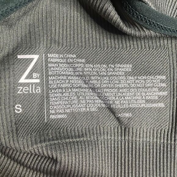 Z by Zella Ribbed Racerback Sports Bra S Green Urban - Picture 7 of 7
